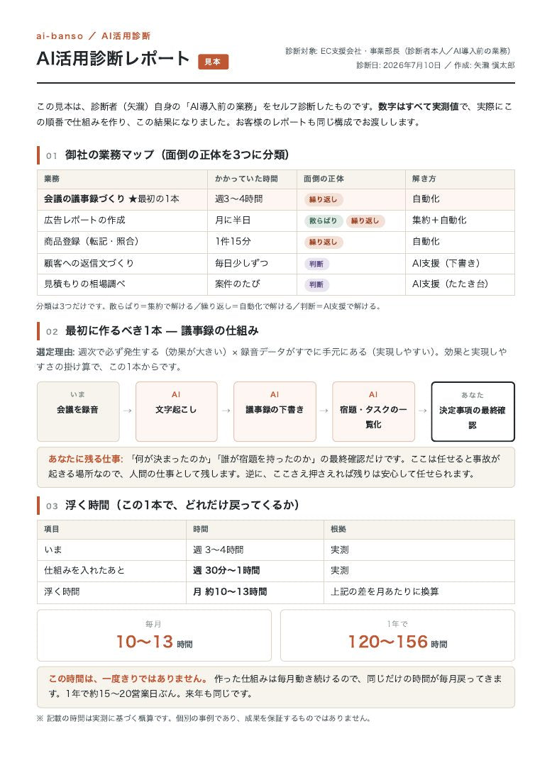 診断レポートの見本 1ページ目